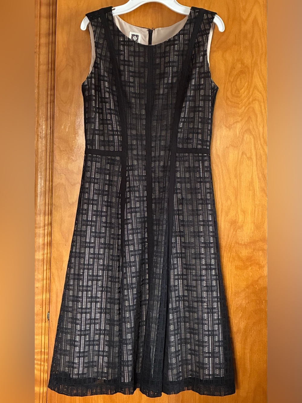 Anne Klein Black Sleeveless A-Line Dress With Nude Lining -Size 2